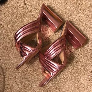 Rose Gold Metallic Mules